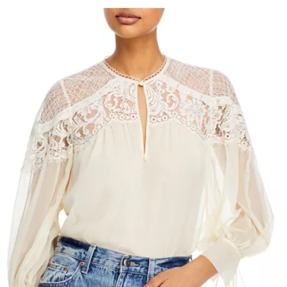 Rebecca Taylor Silk Chiffon Lace Blouse